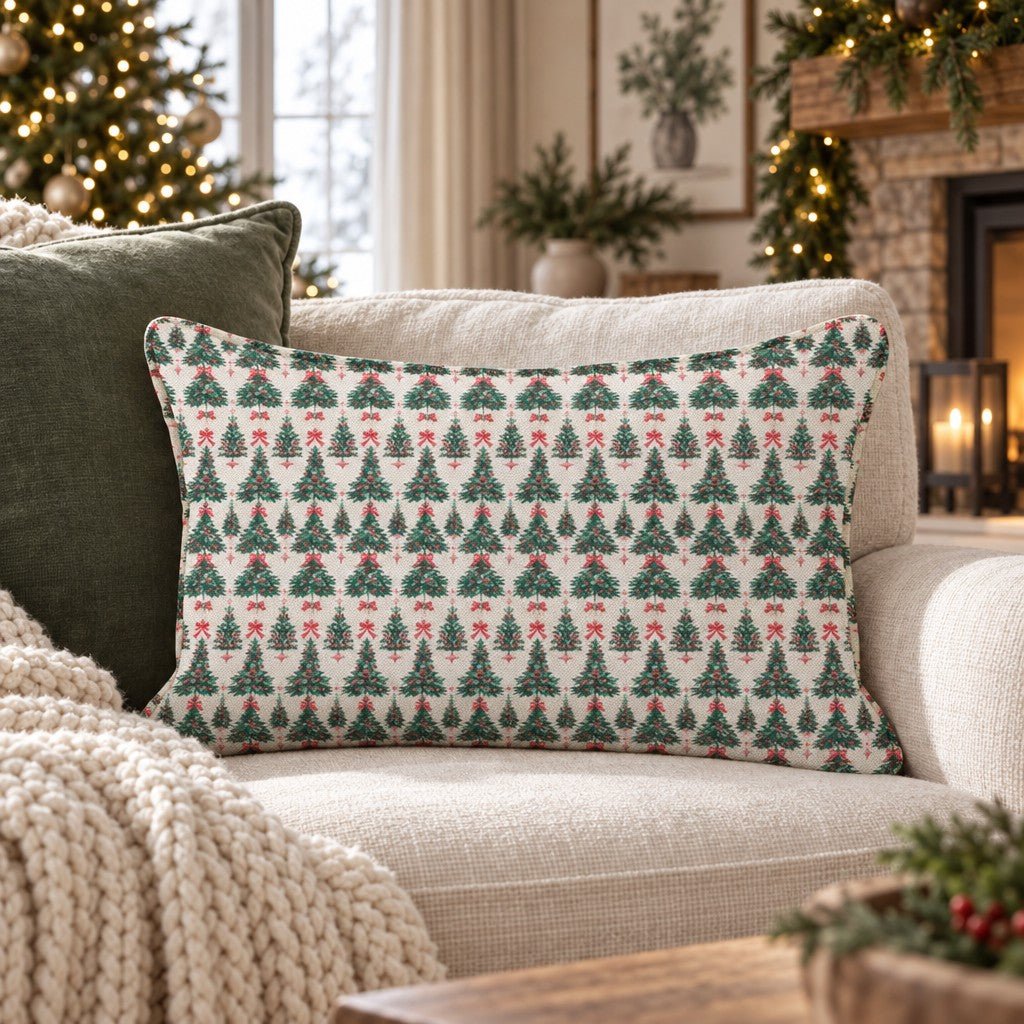 12 Trees of Christmas Throw Pillow throw pillow - Hillcroft Home