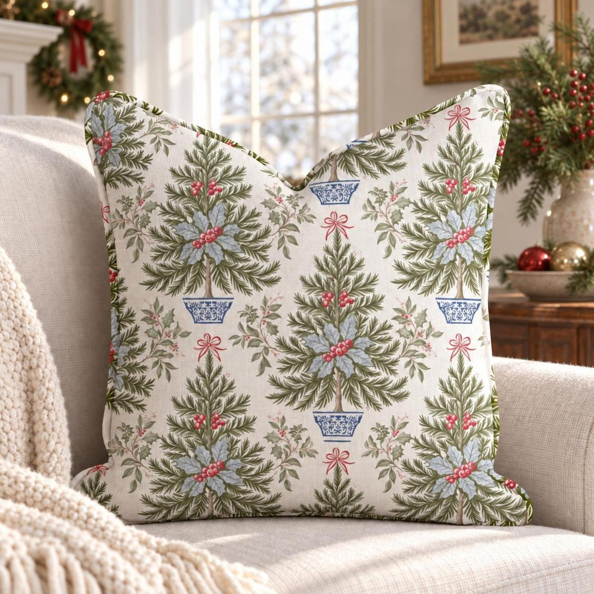 Potted Pines Throw Pillow – Christmas lifestyle | hh:lifestyle:xmas-2026