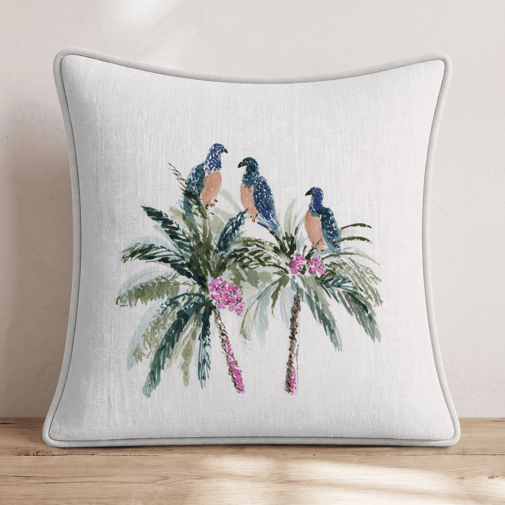 3 Tropical Birds Throw Pillow - Hillcroft Home