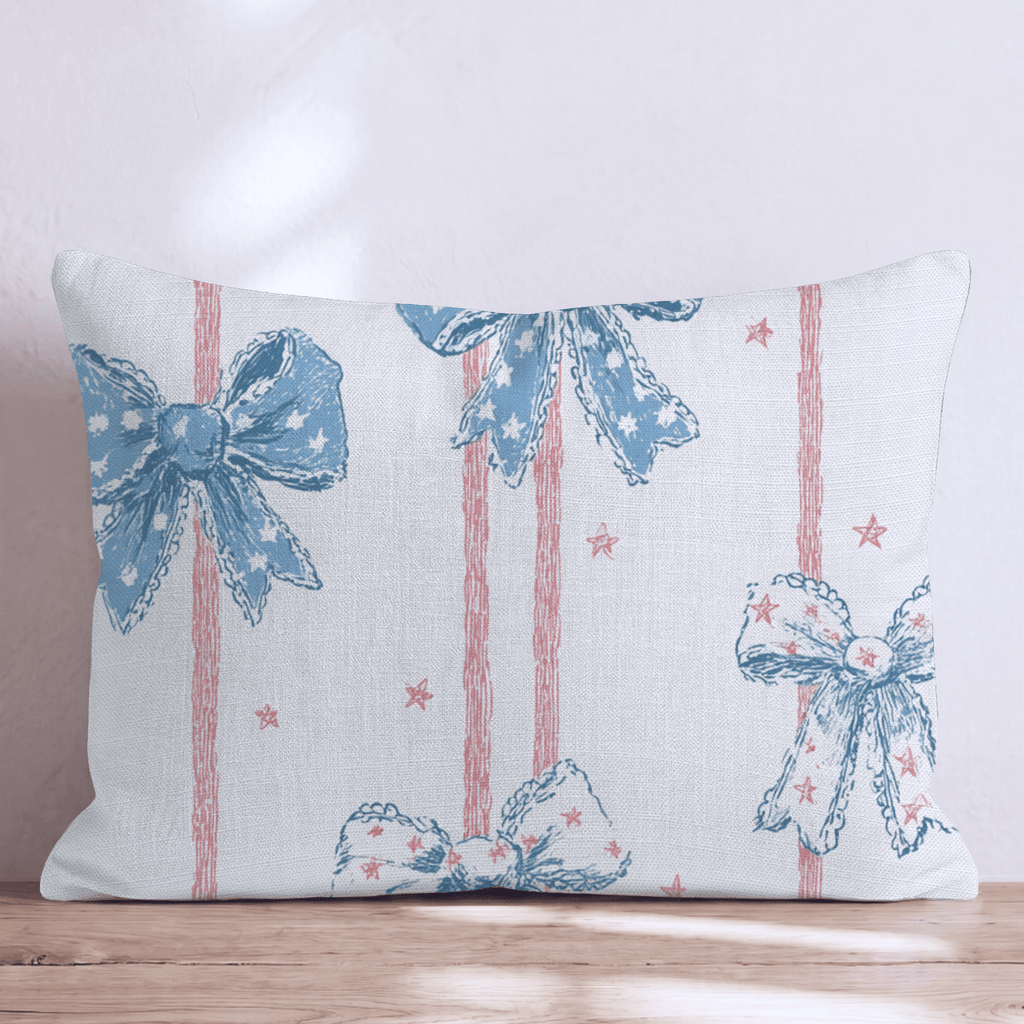 4th Of July Bows Throw Pillow - Hillcroft Home