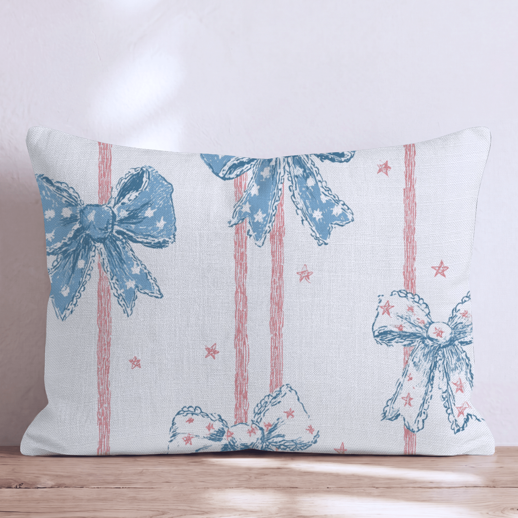 4th Of July Bows Throw Pillow - Hillcroft Home