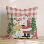 50s Tablecloth Santa Throw Pillow - Hillcroft Home
