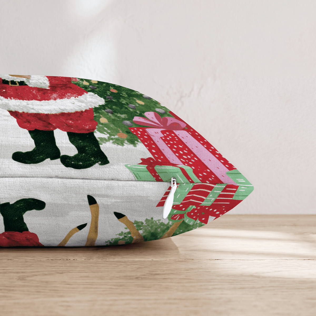50s Tablecloth Santa Throw Pillow - Hillcroft Home
