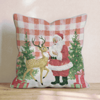 50s Tablecloth Santa Throw Pillow - Hillcroft Home
