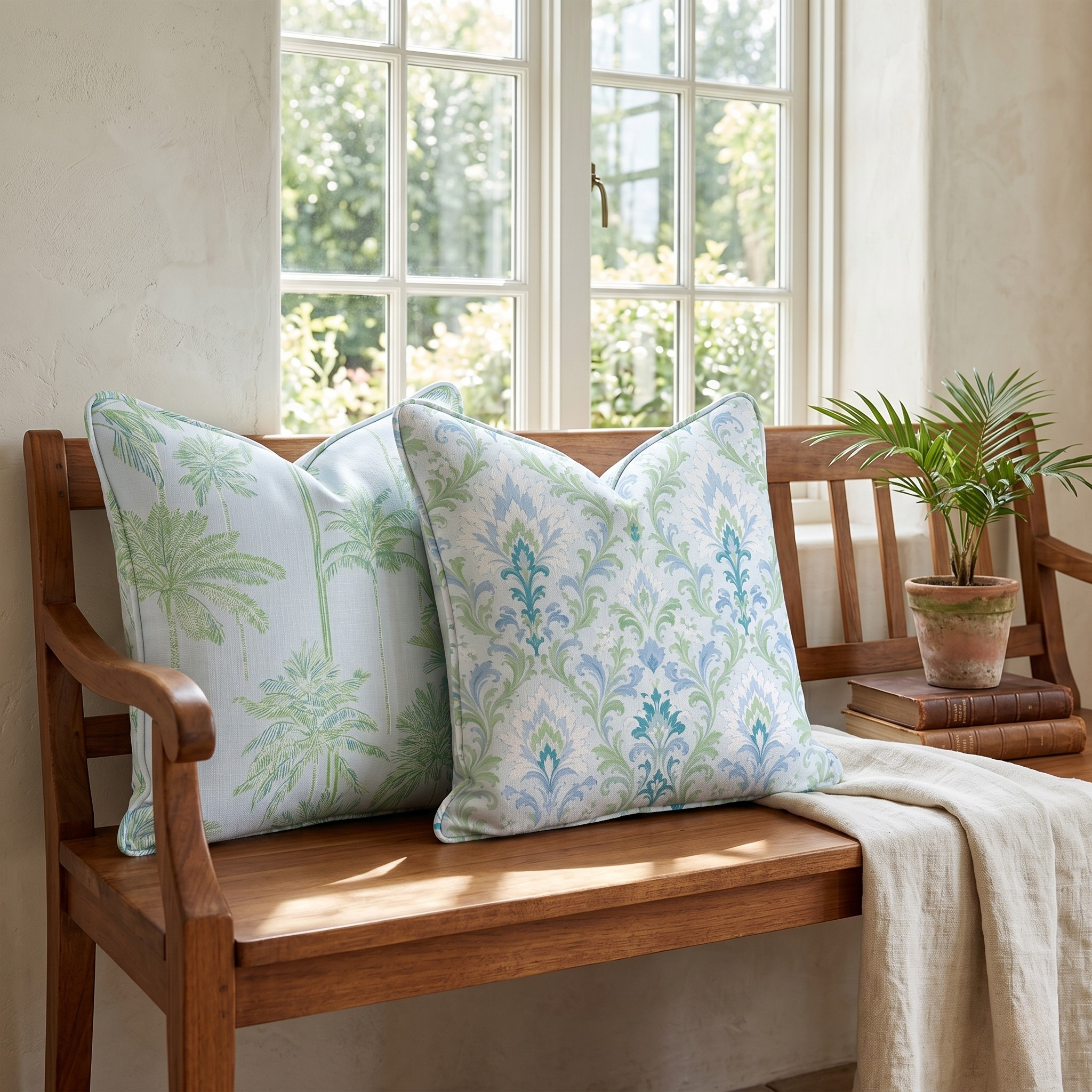 Coastal Palms Throw Pillow