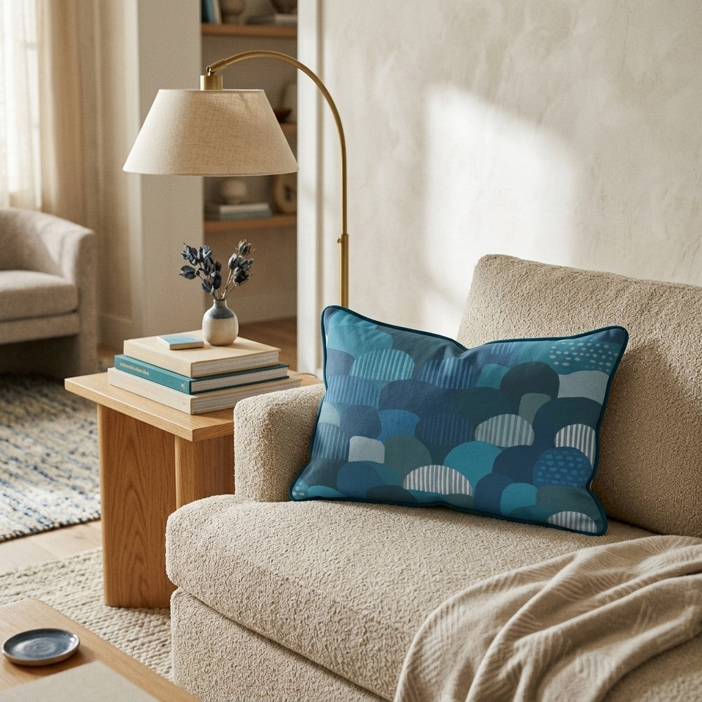 Cobalt Edge Two Throw Pillow - Sofa