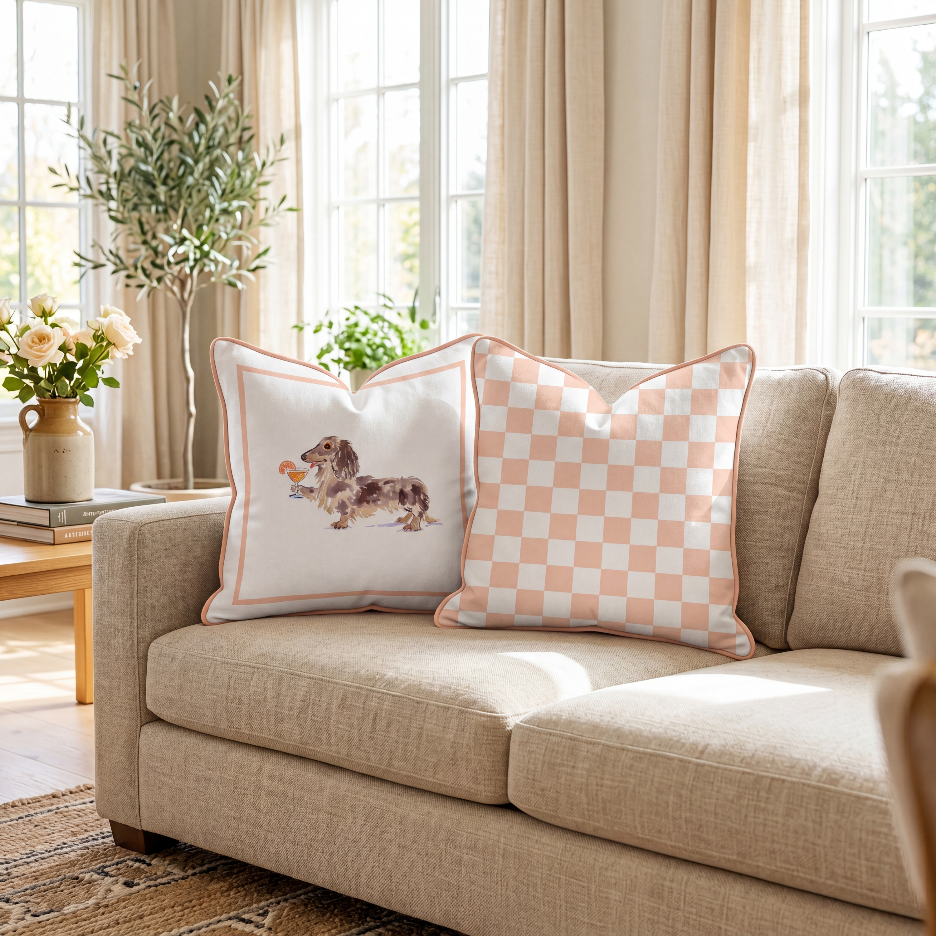Aperol Dachshund Throw Pillow