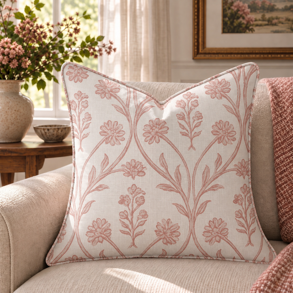 Dahlia Terracotta Throw Pillow