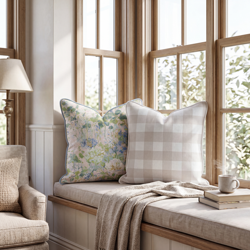 Foxglove Gingham Throw Pillow