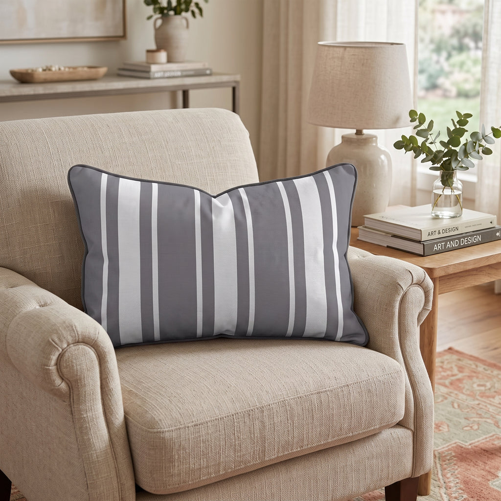 Blanchette Stripes - Charcoal Throw Pillow