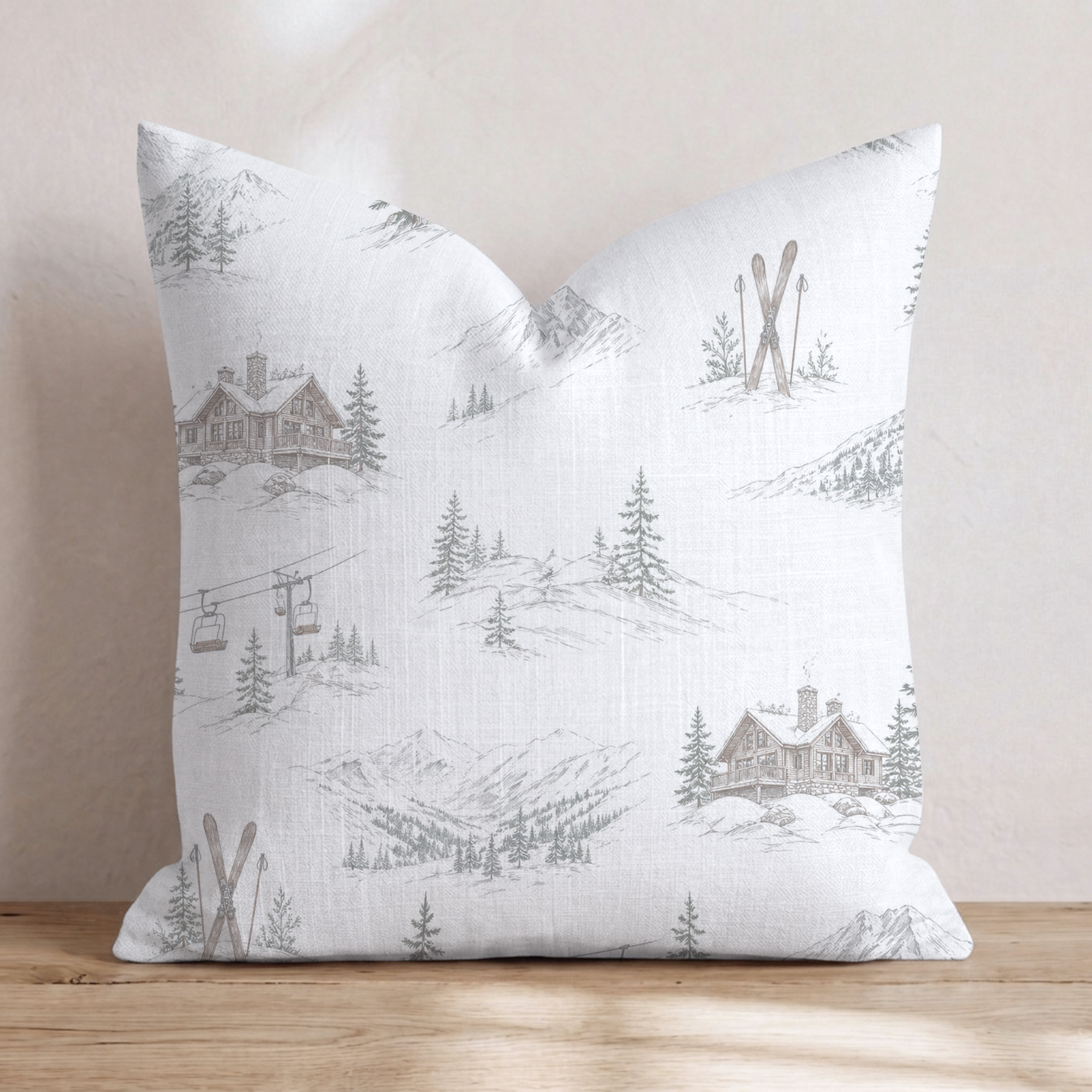 Mountain Lodge Toile Throw Pillow — Chopped 24x24 Knife Edge