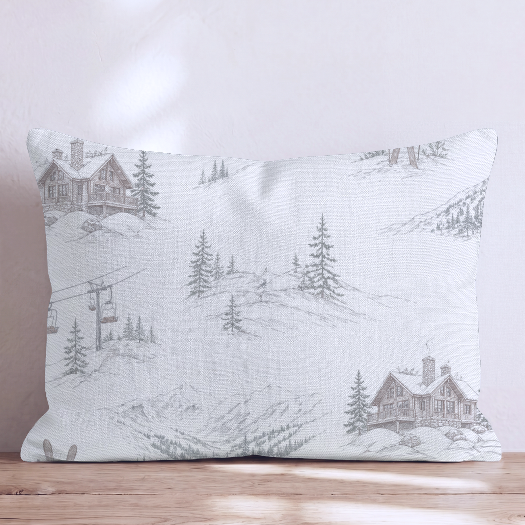 Mountain Lodge Toile Throw Pillow — Lumbar 14x20 Knife Edge