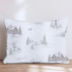 Mountain Lodge Toile Throw Pillow — Lumbar 14x20 Piping