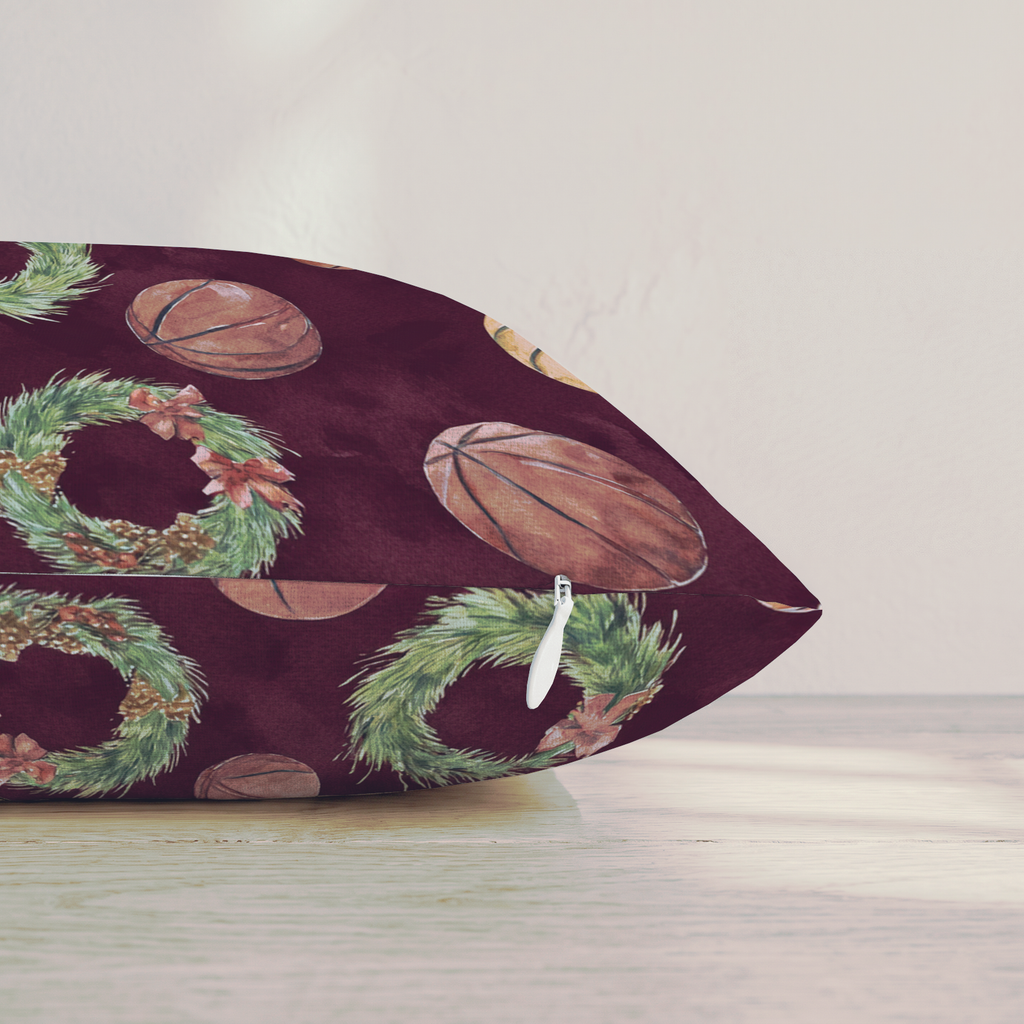 Moody Basketball Wreaths Throw Pillow — Pillow Edge Zipper | hh:zipper:colorfix-20261006