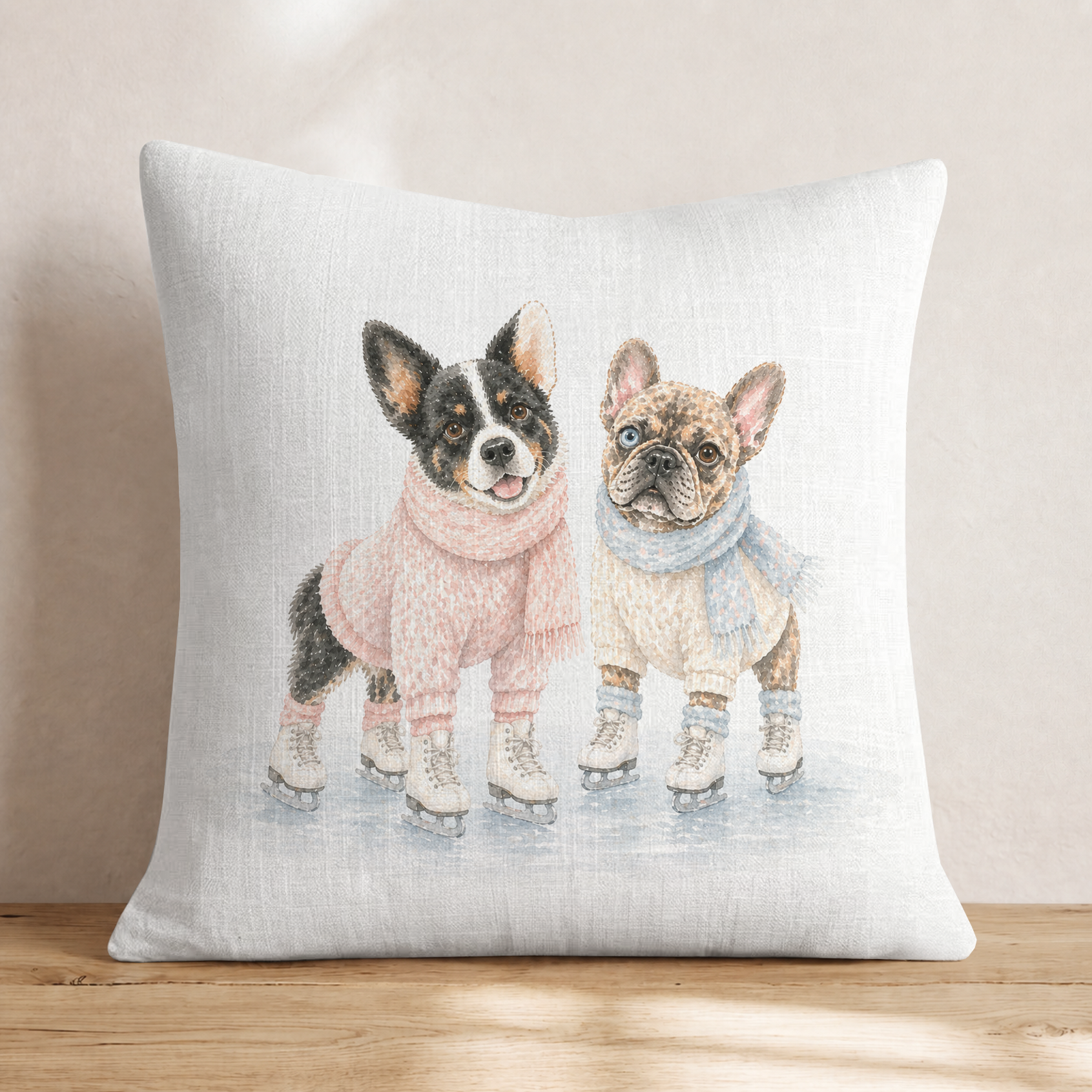 Best Buds Ice Skate Throw Pillow — Knife Edge