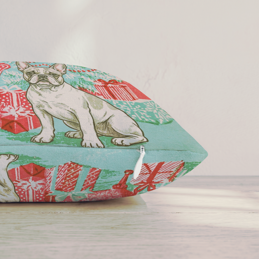 Vintage Parlor French Bulldog Throw Pillow — Pillow Edge Zipper | hh:zipper:colorfix-20261006