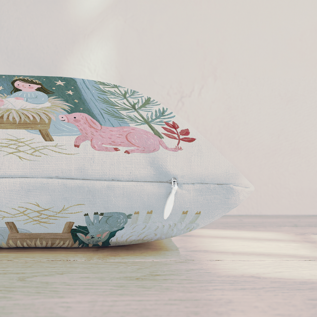 Starlit Manger Scene Throw Pillow — Pillow Edge Zipper | hh:zipper:colorfix-20261006