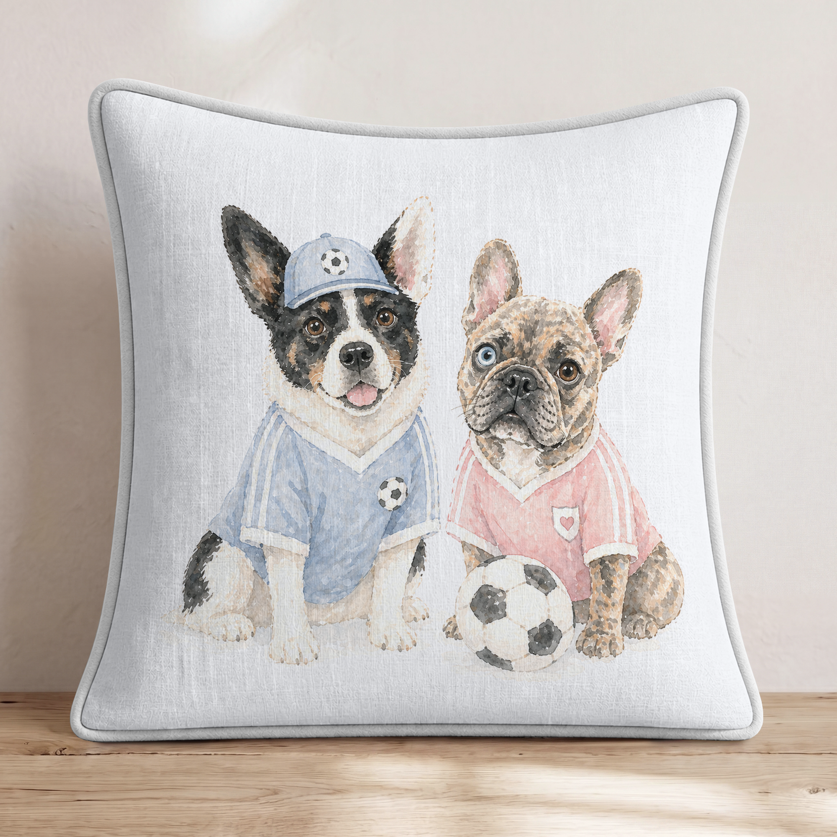 Best Buds Soccer Throw Pillow — Piping