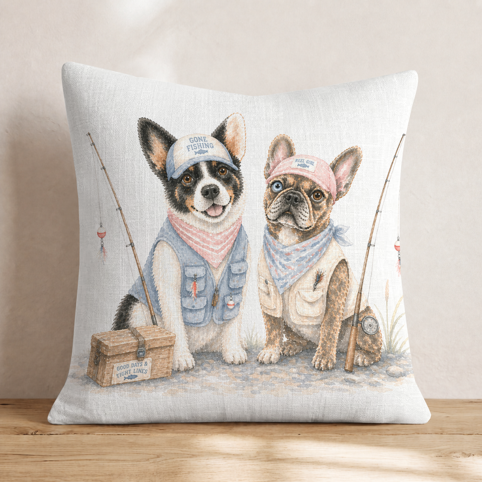 Best Buds Fishing Throw Pillow — Knife Edge