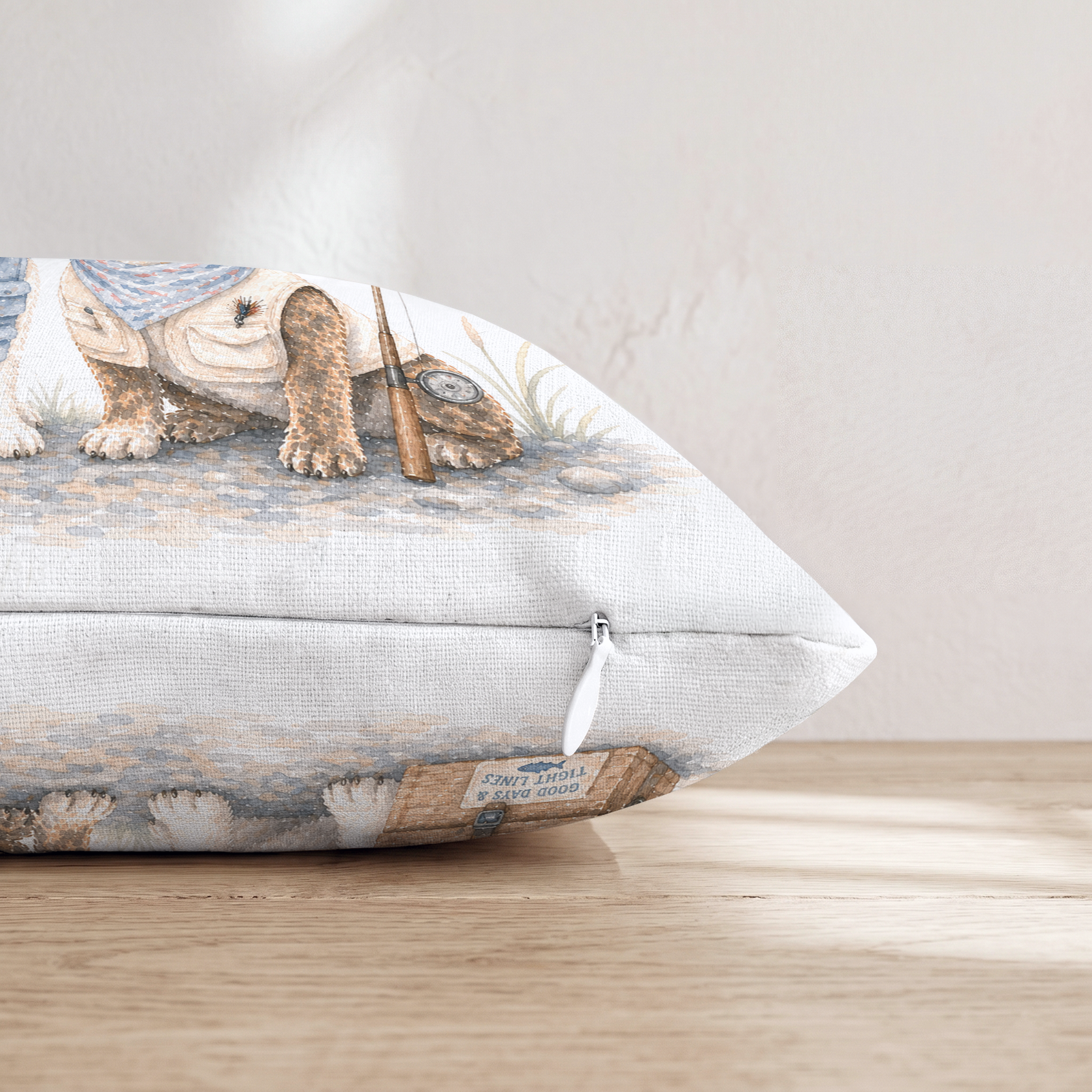 Best Buds Fishing Throw Pillow — Pillow Edge Zipper