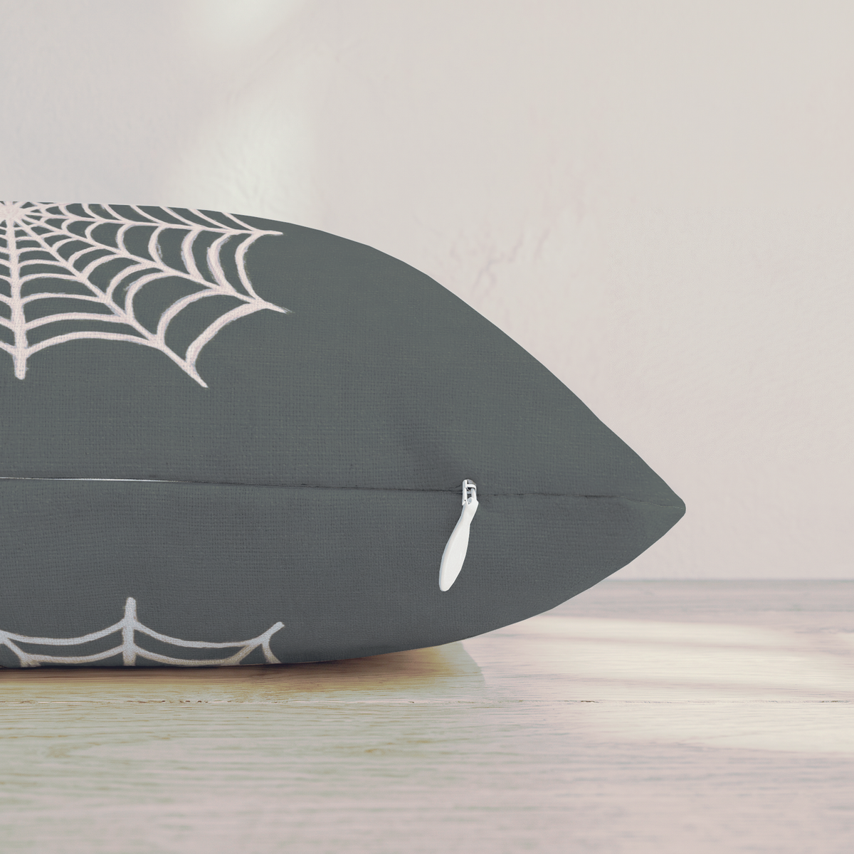 Spider Web Dark Teal Throw Pillow — Pillow Edge Zipper | hh:zipper:colorfix-20261006