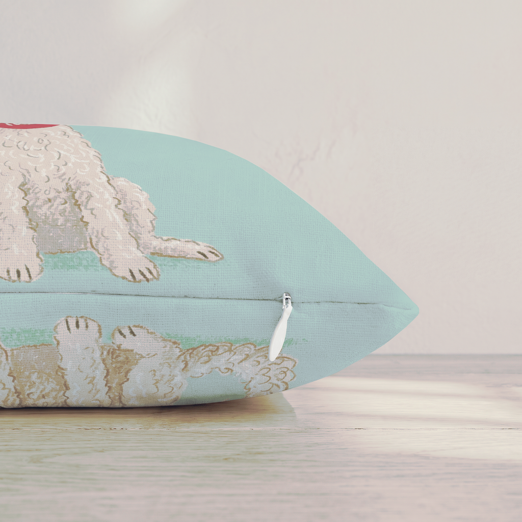 Antler Headband Labradoodle Throw Pillow — Pillow Edge Zipper | hh:zipper:colorfix-20261006