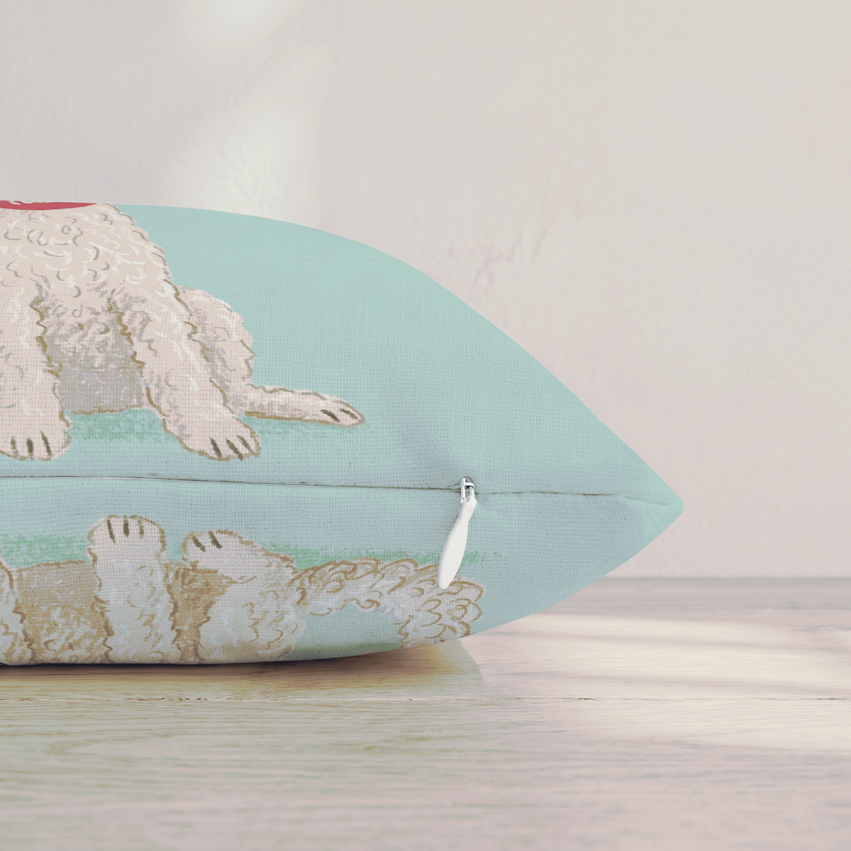 Antler Headband Labradoodle Throw Pillow — Pillow Edge Zipper | hh:zipper:colorfix-20261006