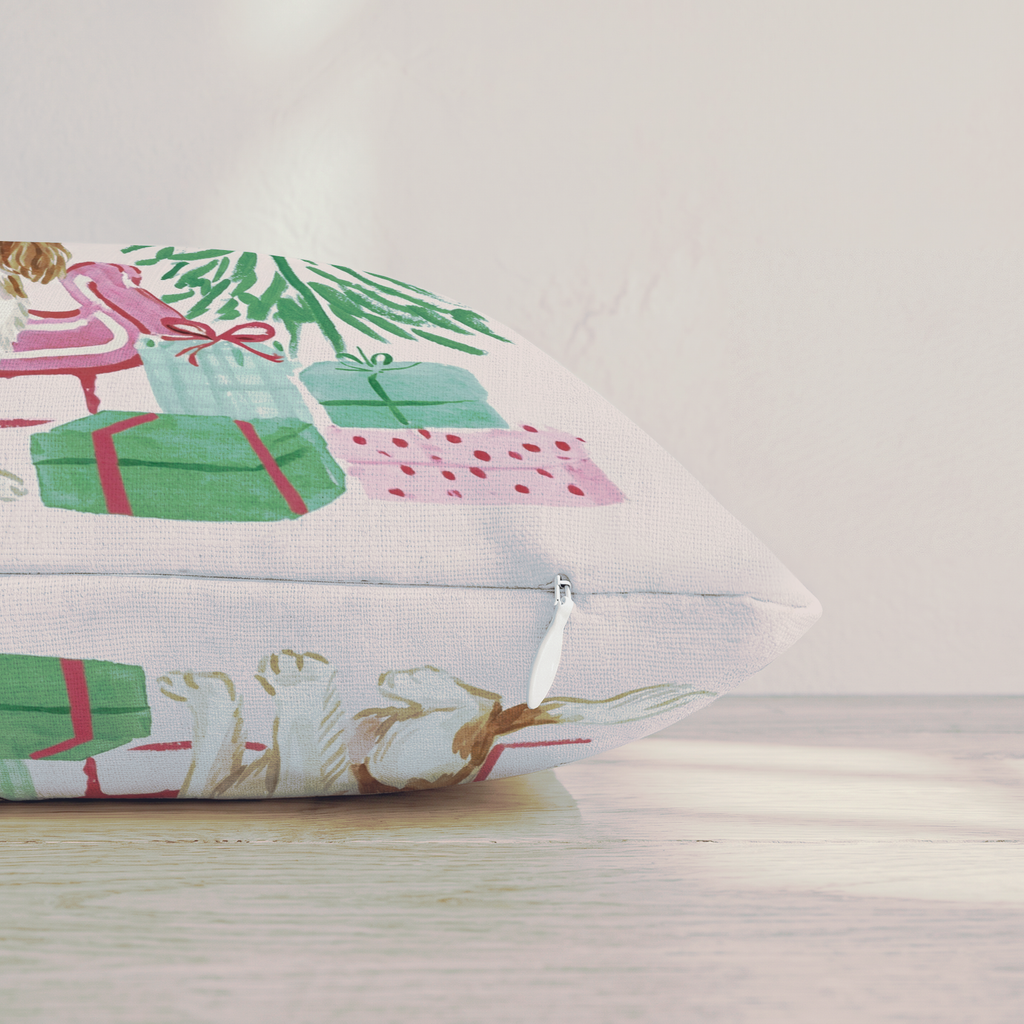 Cavalier King Charles Spaniel Sleigh Ride Throw Pillow — Pillow Edge Zipper | hh:zipper:colorfix-20261006