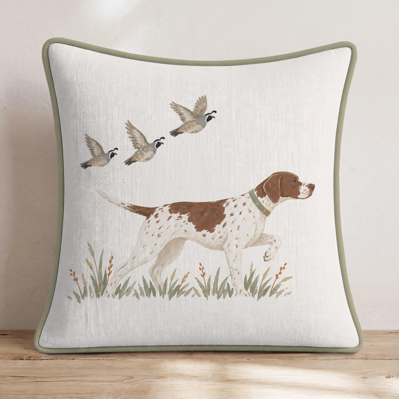 Pointer Weekend Throw Pillow — Piping