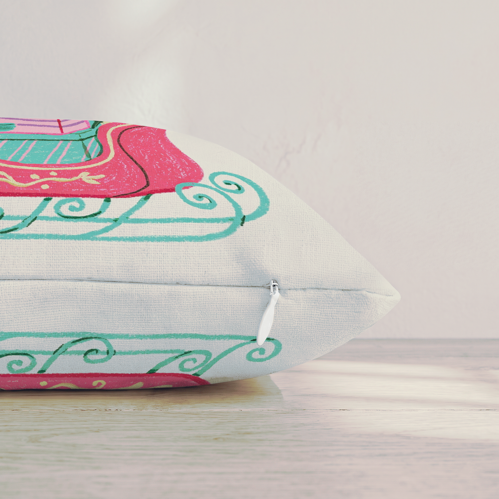 Santa_s Sleigh and Cavalier King Charles Spaniel Throw Pillow — Pillow Edge Zipper | hh:zipper:colorfix-20261006
