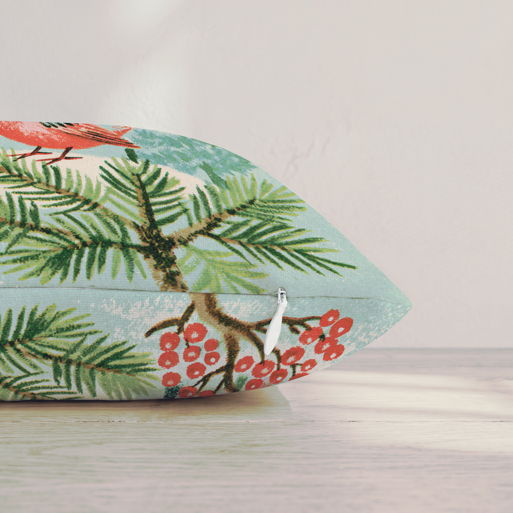 Retro Cardinal Pines Throw Pillow — Pillow Edge Zipper | hh:zipper:colorfix-20261006