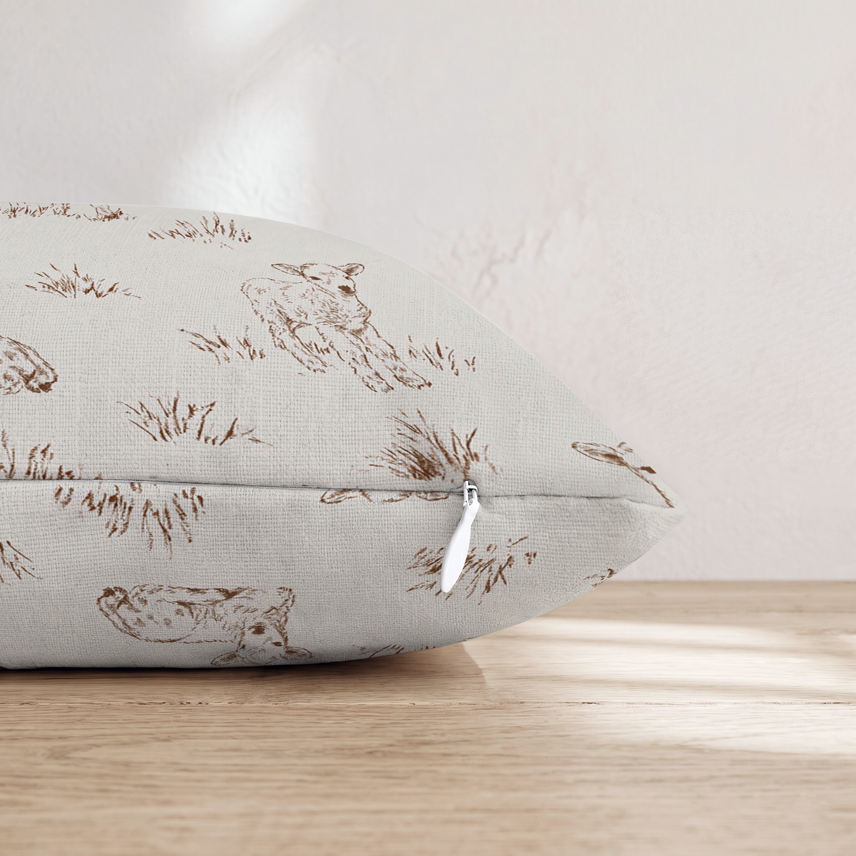 Little Lambs Throw Pillow — Pillow Edge Zipper