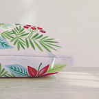 Crimson Poinsettia Sprig Throw Pillow — Pillow Edge Zipper | hh:zipper:colorfix-20261006