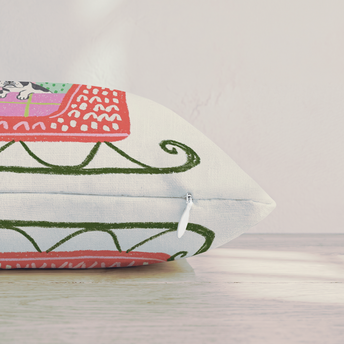 French Bulldog Gift Sleigh Throw Pillow — Pillow Edge Zipper | hh:zipper:colorfix-20261006