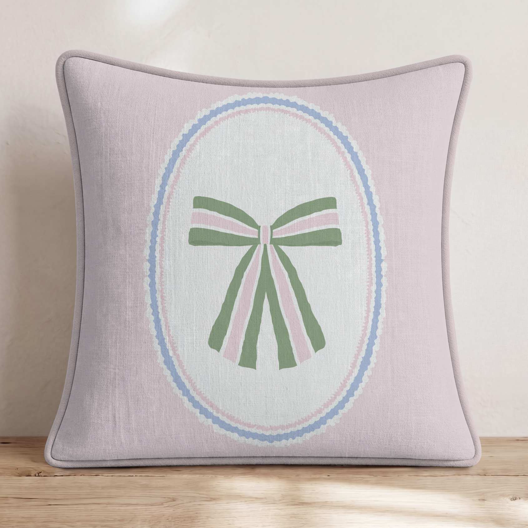Bow Beautiful Throw Pillow — Piping