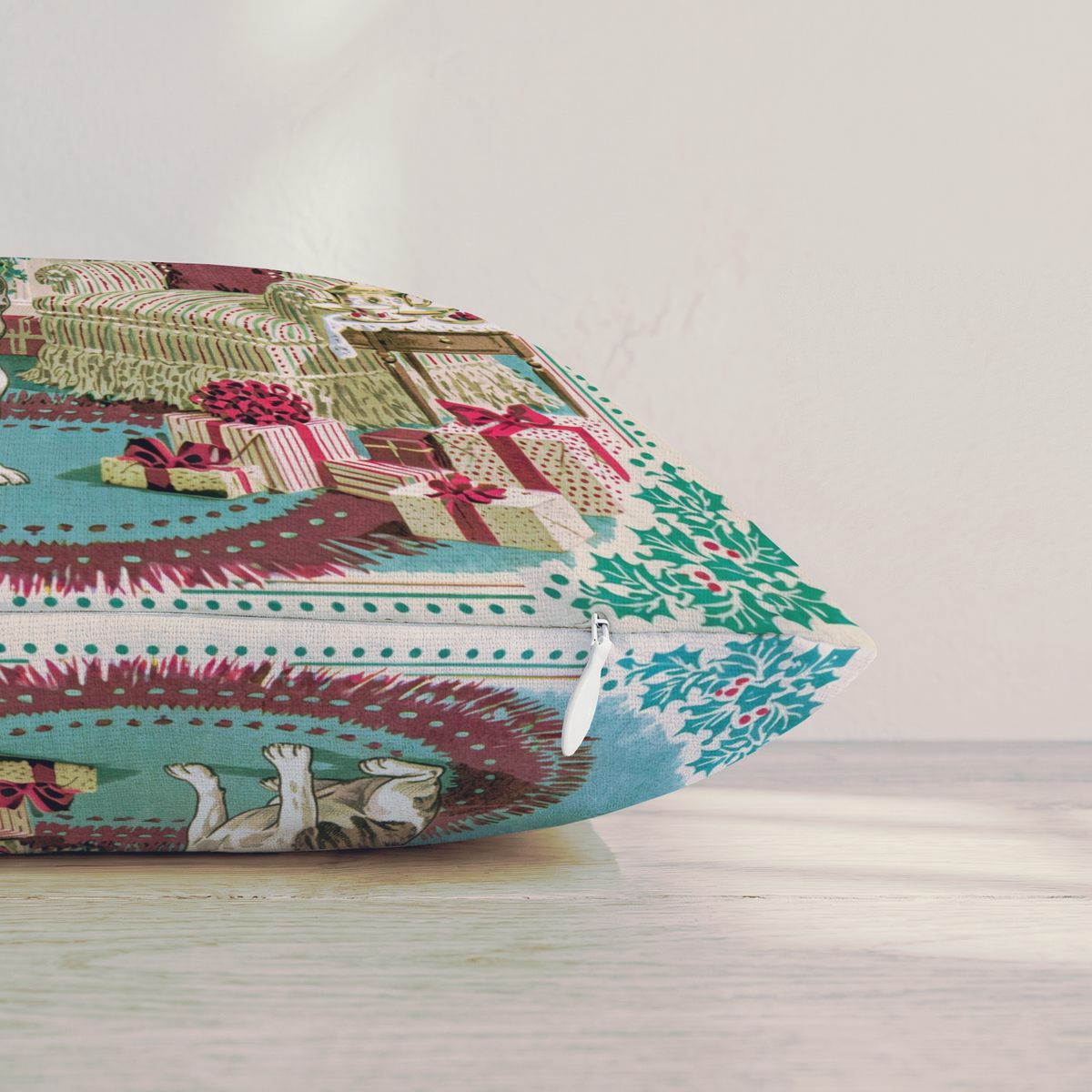 French Bulldog Holly Parlor Throw Pillow — Pillow Edge Zipper | hh:zipper:colorfix-20261006