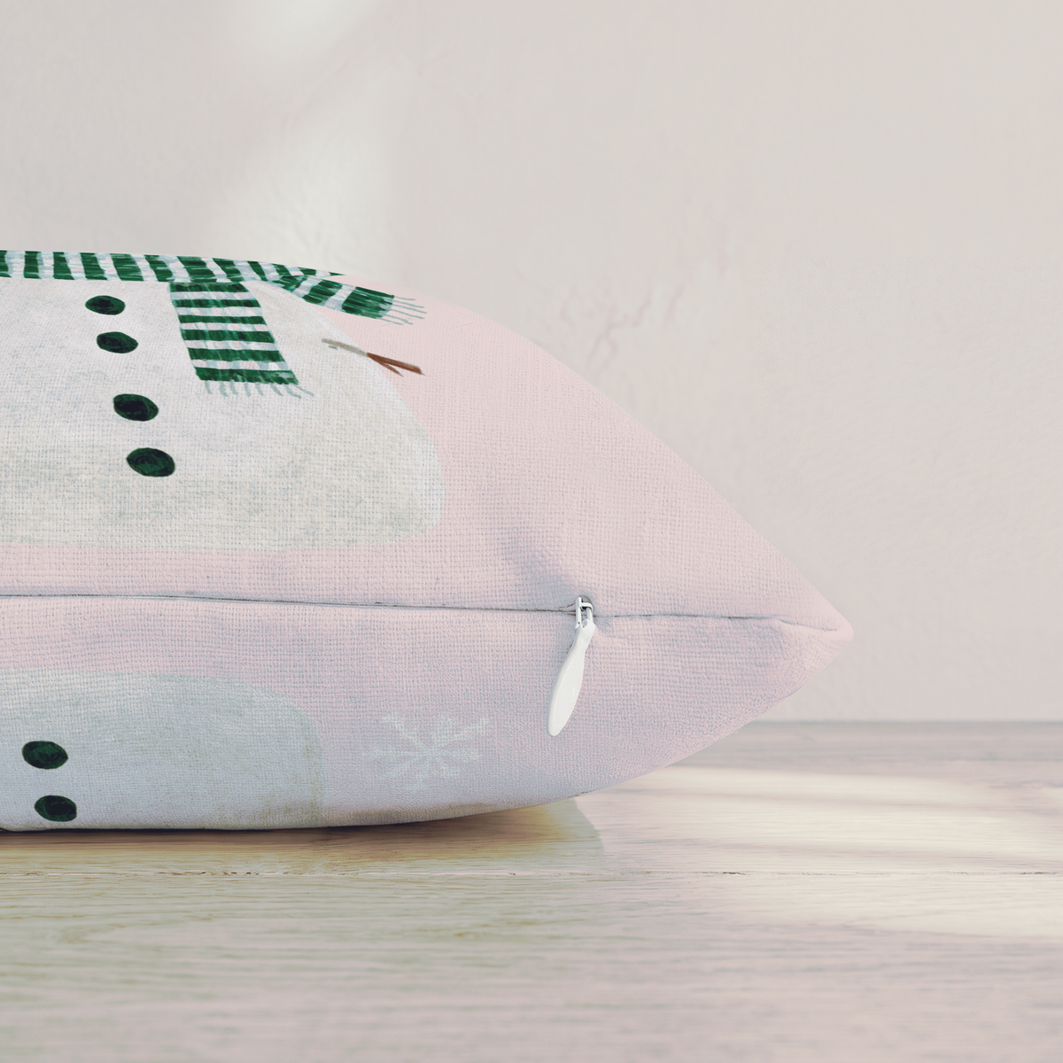 Knit Cap Snowman Bird Throw Pillow — Pillow Edge Zipper | hh:zipper:colorfix-20261006