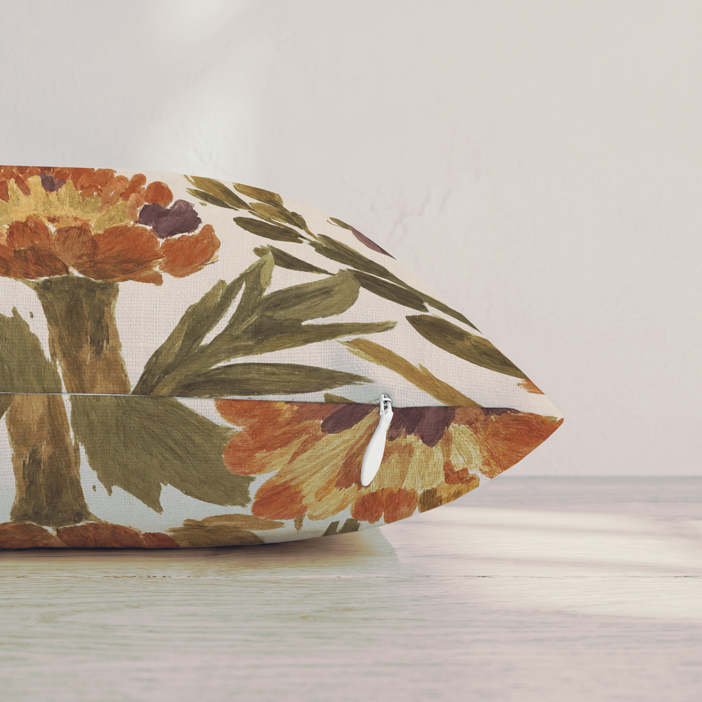 Orange Garden Thistle Throw Pillow — Pillow Edge Zipper | hh:zipper:colorfix-20261006