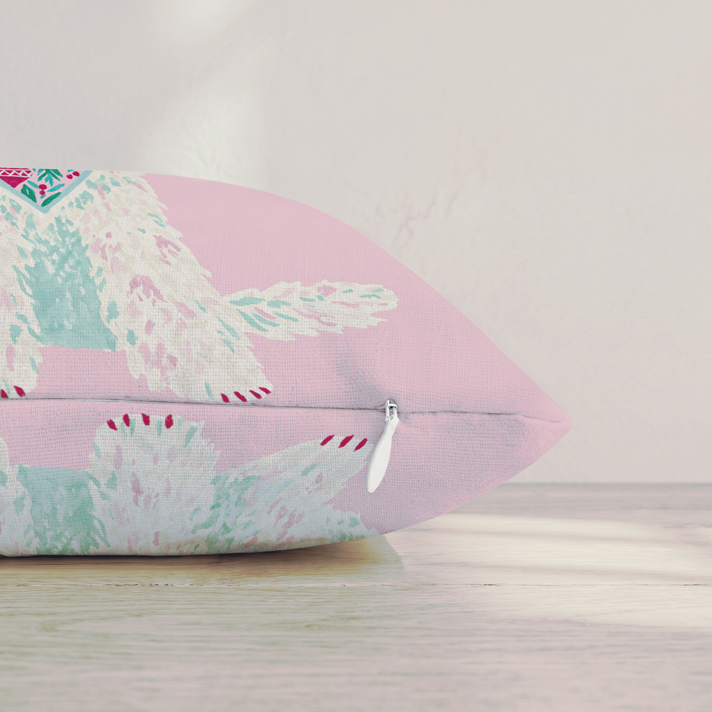 Pink Bandana Goldendoodle Throw Pillow — Pillow Edge Zipper | hh:zipper:colorfix-20261006