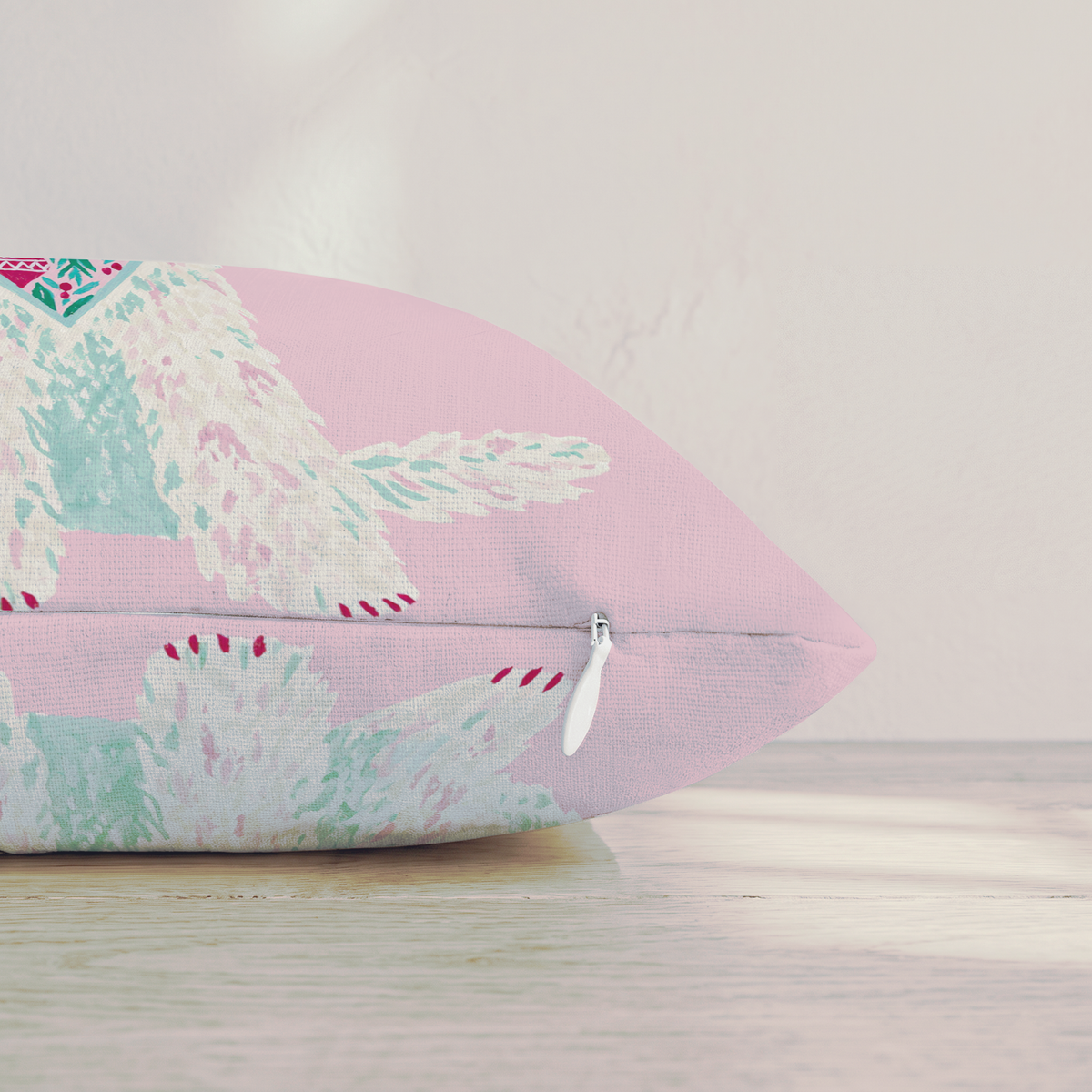 Pink Bandana Goldendoodle Throw Pillow — Pillow Edge Zipper | hh:zipper:colorfix-20261006