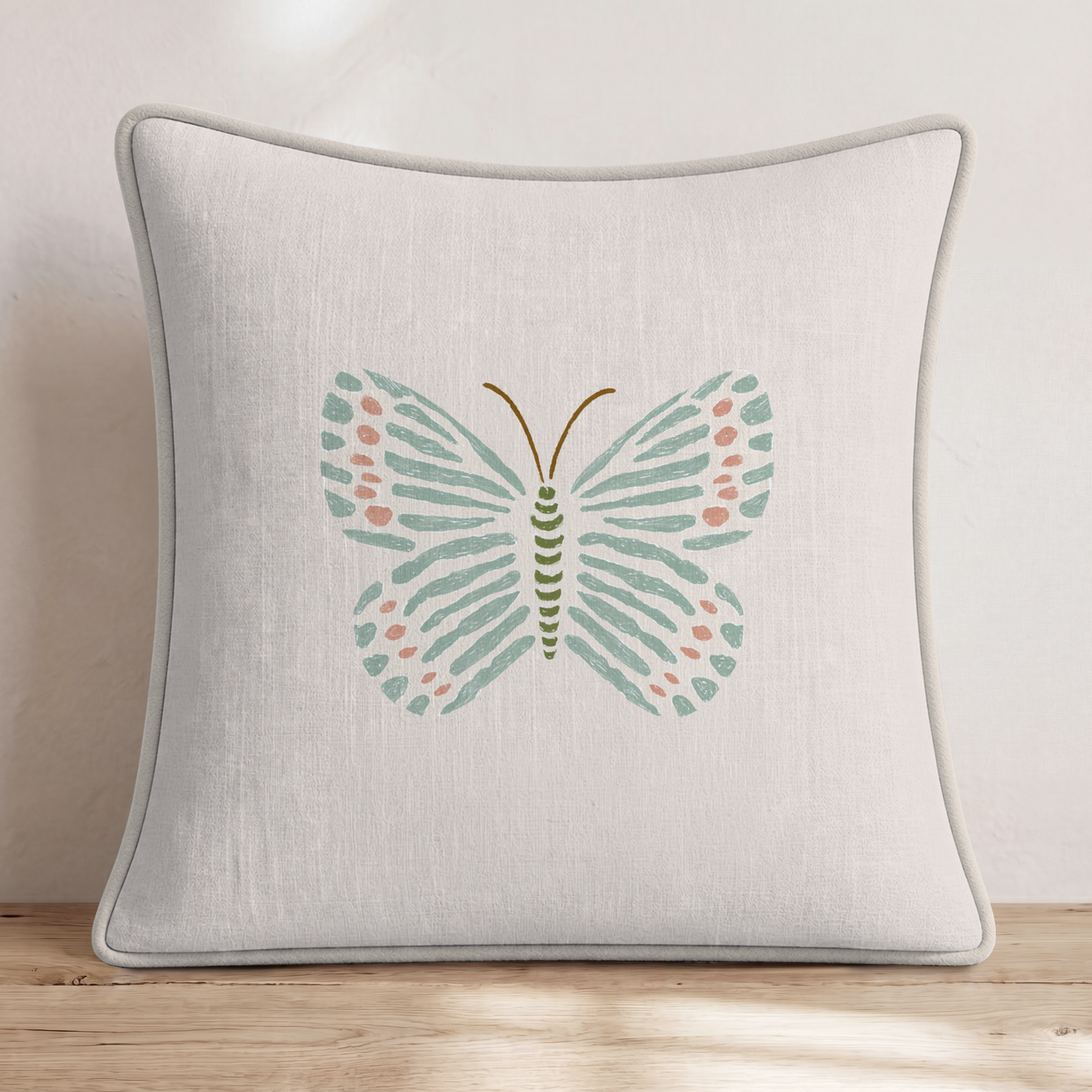 Delicate Wings Throw Pillow — Piping