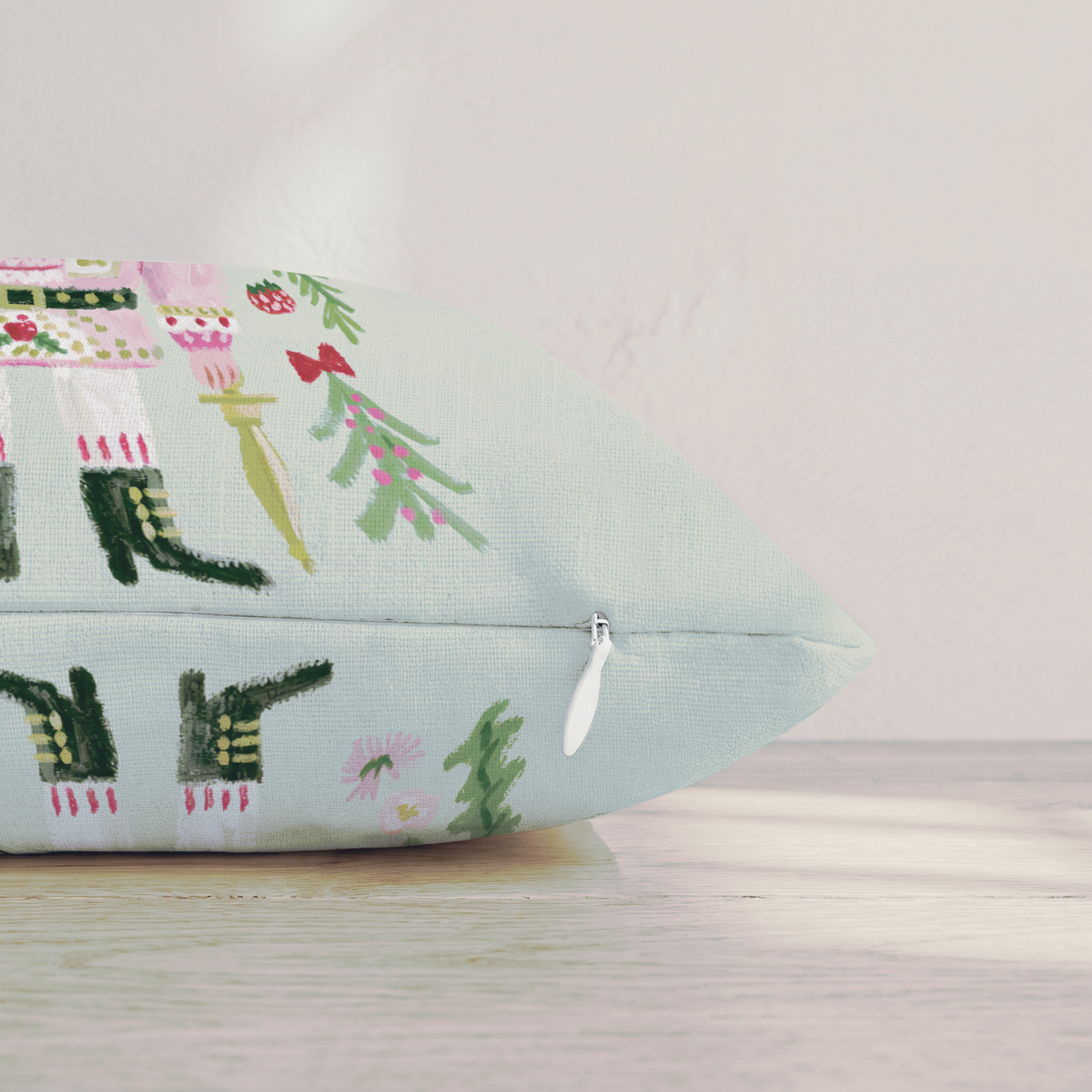 Blush Crown Nutcracker Throw Pillow — Pillow Edge Zipper | hh:zipper:colorfix-20261006