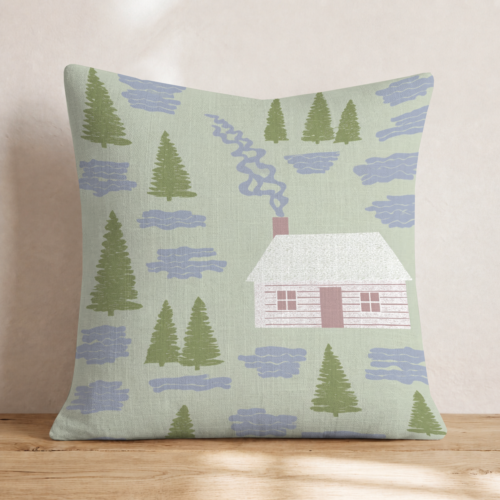 Cool Cabin Night Throw Pillow — Knife Edge
