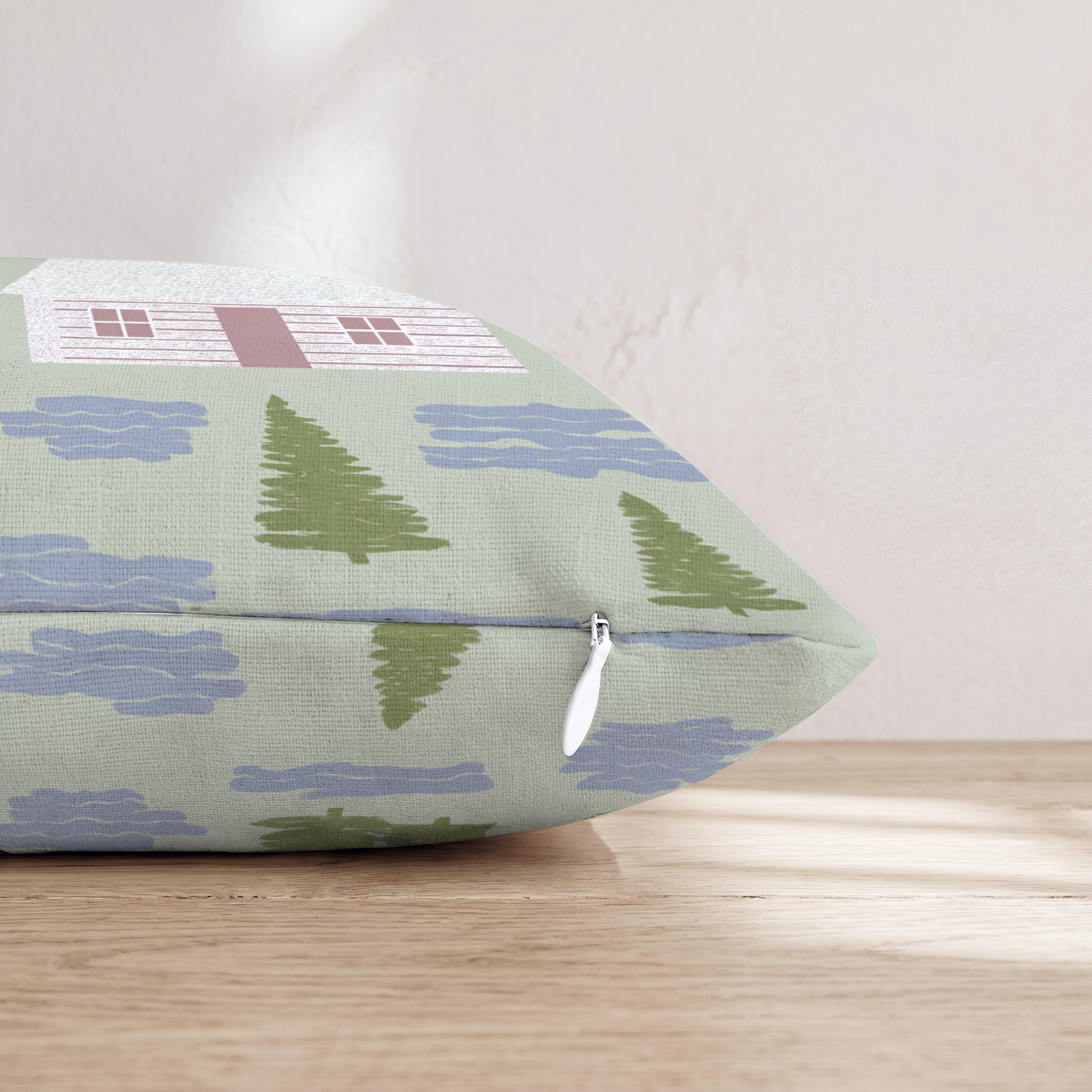 Cool Cabin Night Throw Pillow — Pillow Edge Zipper