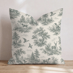 Hunting Toile Throw Pillow — Chopped 24x24 Knife Edge