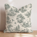 Hunting Toile Throw Pillow — Chopped 24x24 Piping