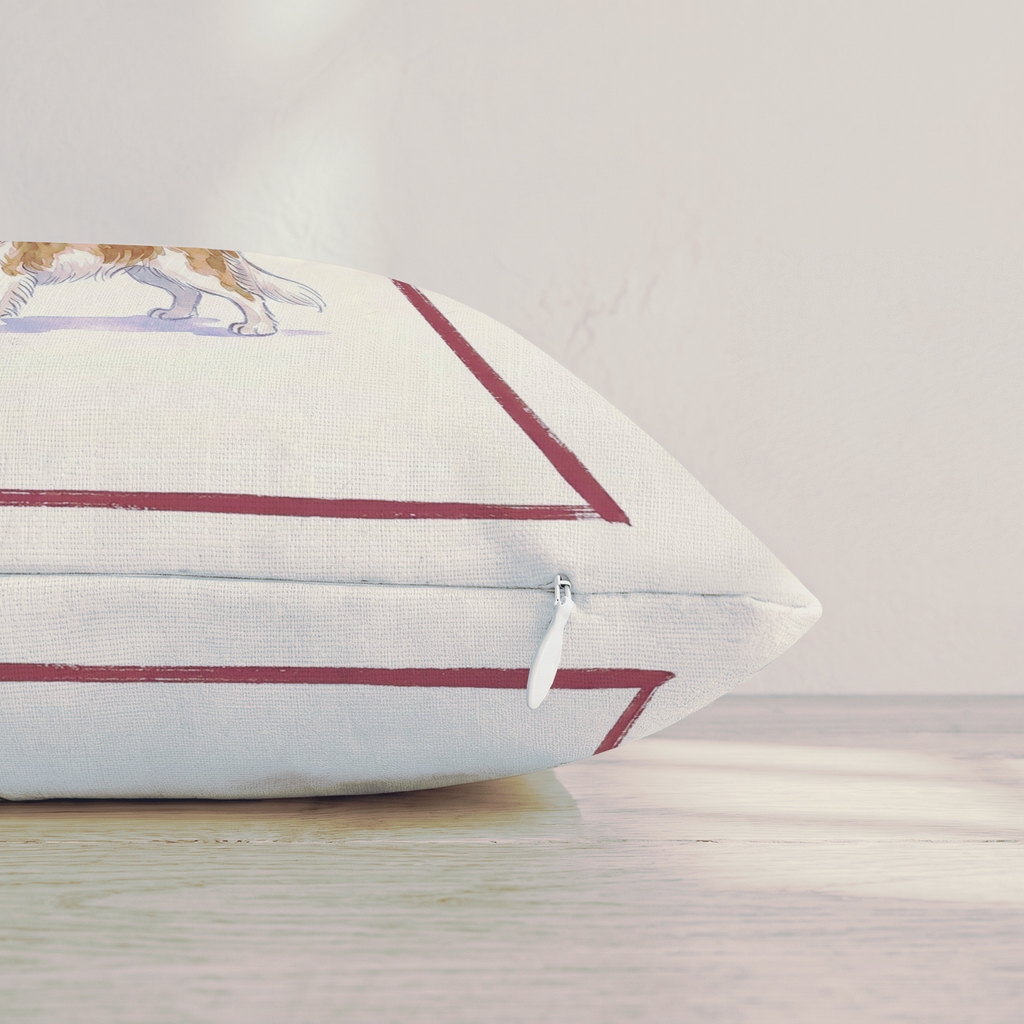 Red Wine Cavalier King Charles Spaniel Throw Pillow — Pillow Edge Zipper | hh:zipper:colorfix-20261006