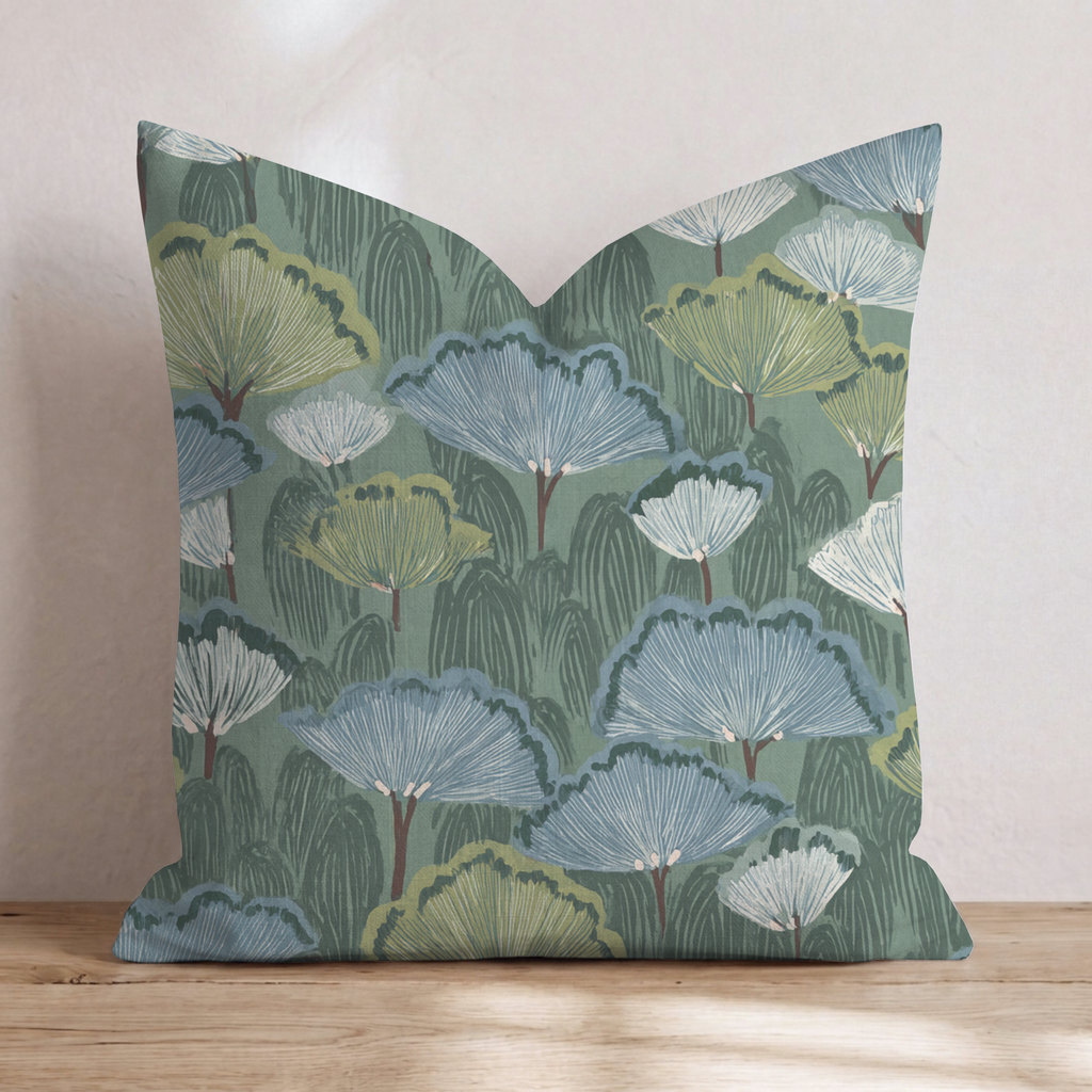 Floral Fan Throw Pillow — Chopped 24x24 Knife Edge