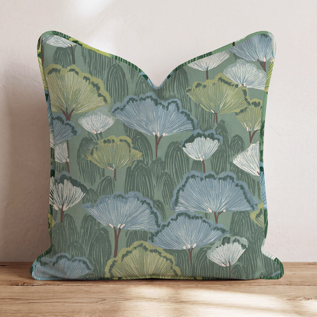 Floral Fan Throw Pillow — Chopped 24x24 Piping