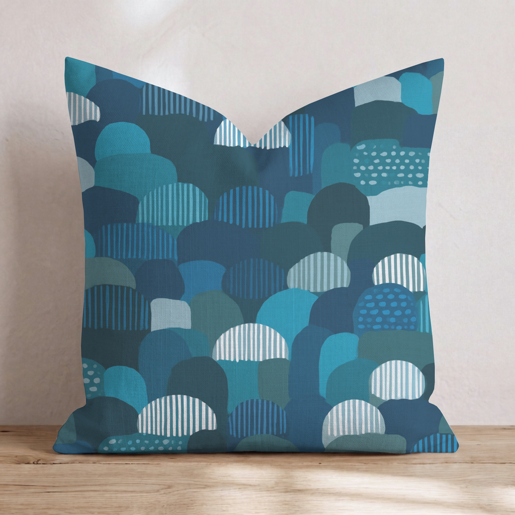 Cobalt Edge Two Throw Pillow — Chopped 24x24 Knife Edge